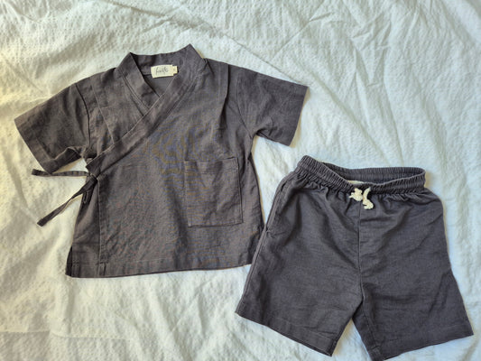 Organic Jinbei Set - Stormy Mauve (藍色)