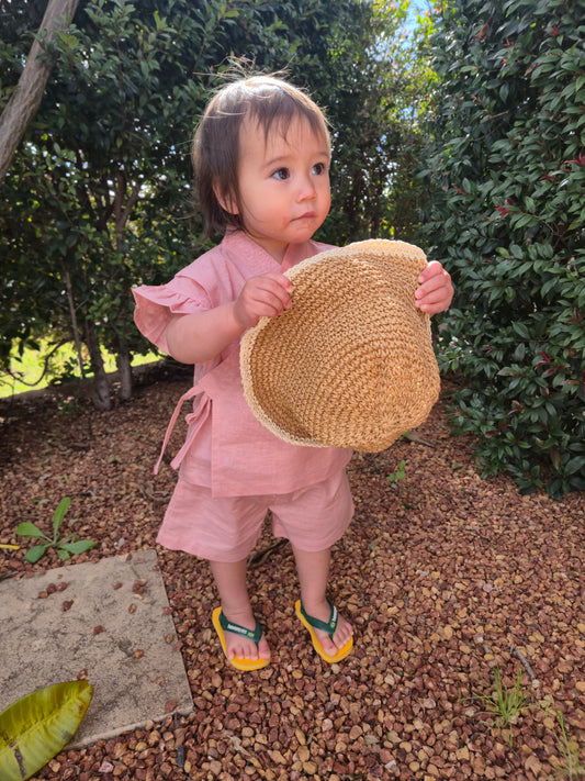 Organic Jinbei Set - Dusky Coral (桃珊瑚)