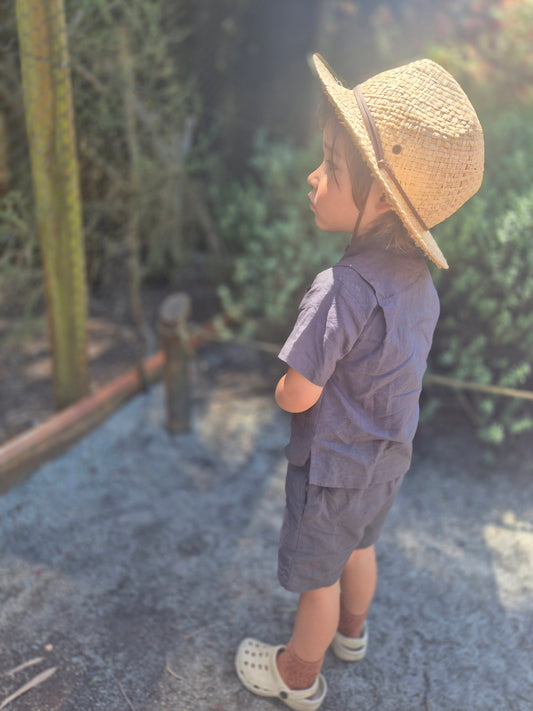 Organic Jinbei Set - Stormy Mauve (藍色)