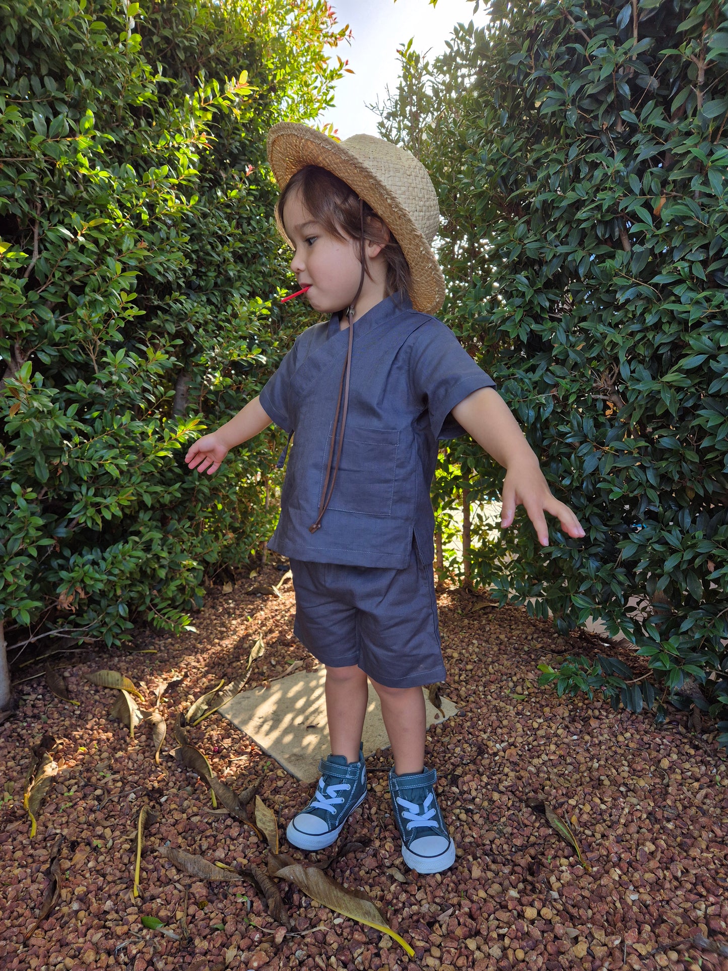 Organic Jinbei Set - Stormy Mauve (藍色)